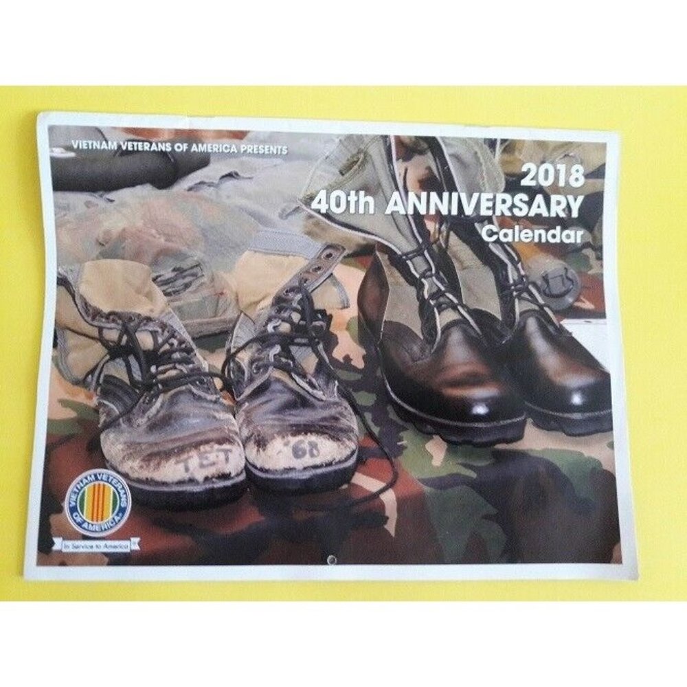 Vietnam Veterans Of America 40TH Anniversary 2018 Wall Calendar 11" x 16" Opened